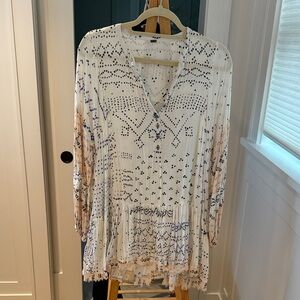 Free People Ivory and Navy Tunic
